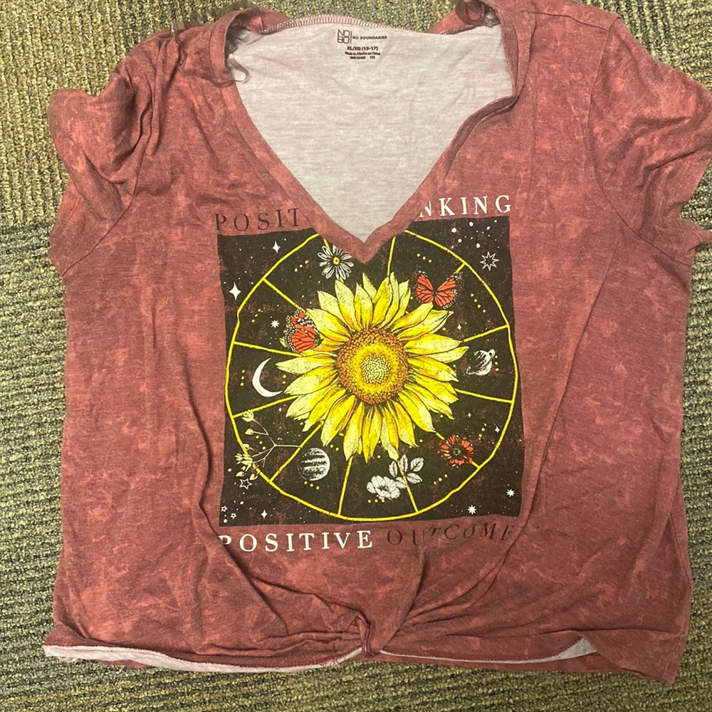 Positive outcome sunflower designed crop top tshirt